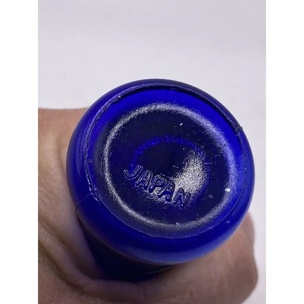 Vintage Cobalt Blue Glass‎ Salt & Pepper Shakers With Metal Lids Japan